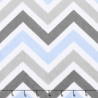 Cuddle® Classic Zig Zag - Baby Blue/Silver/White 60" Minky Yardage