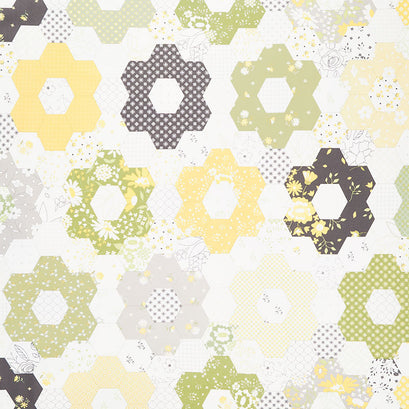 Buttercup and Slate - Grandmother's Flower Garden Multi Yardage