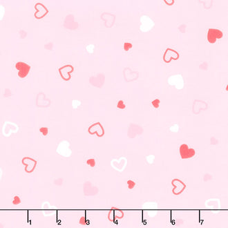 Cozy Cotton Flannels - Hearts Pink Yardage