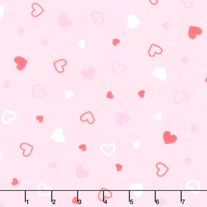 Cozy Cotton Flannels - Hearts Pink Yardage