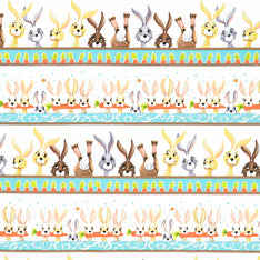 Harold the Hare - Pictorial Stripe White Yardage Primary Image