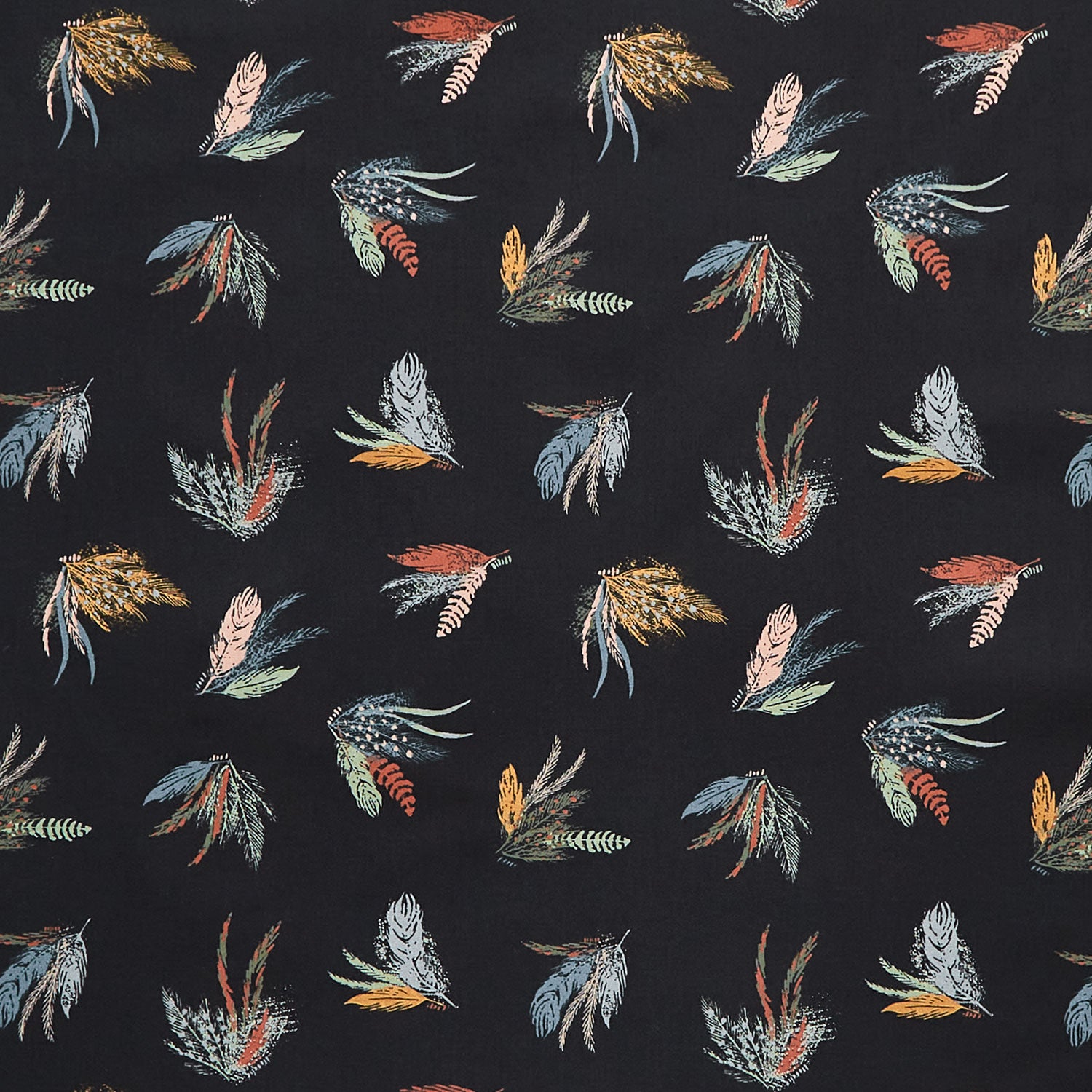 Feather Gray Fabric by the Yard White Feathers on Texture Style