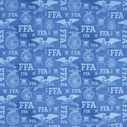 FFA Forever Blue - Tonal Logos Blue Yardage