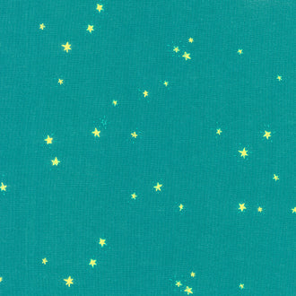 Lucky Rabbit - Hand-Drawn Stars Teal Yardage