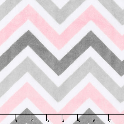 Cuddle® Classic Zig Zag - Blush/Silver/White 60" Minky Yardage