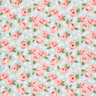 Country Rose - Country Bouquet Smokey Blue Yardage