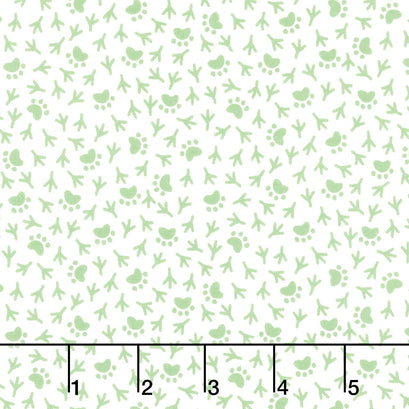 Cats Meow - Paws and Tracks Green Yardage