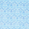 Holiday Flourish - Snow Flower - Blue ColorstoryDamask Sky Yardage Primary Image