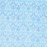 Holiday Flourish - Snow Flower - Blue ColorstoryDamask Sky Yardage Primary Image