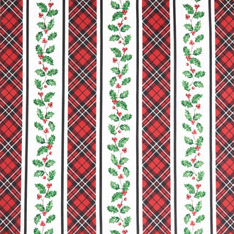 Cardinal Christmas - Stripe White Multi Yardage