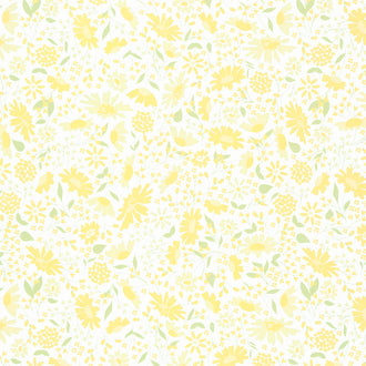 Buttercup and Slate - Buttercup Blooms Cloud Yardage