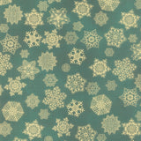 Holiday Flourish - Snow Flower - Gold ColorstorySnowflakes Evergreen Yardage Primary Image