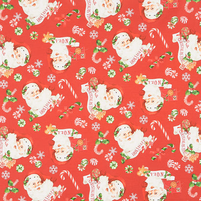 Peppermint Candy - Santa Toss Red Multi Yardage