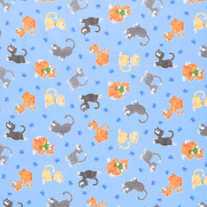 Kitty The Cat - Kittens Sky Blue Yardage Primary Image