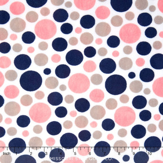 Cuddle® Prints - Bubble Dot Coral Navy 60" Minky Yardage