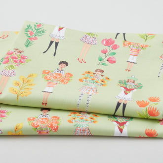 Calendar Girls - Friday Florals Green 2 Yard Cut