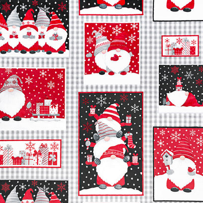 Cuddle® Prints - Jolly Gnomes Scarlet Digitally Printed Minky Yardage