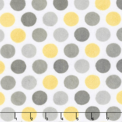 Cuddle® Classic Mod Dot - Lemon/Silver 60" Minky Yardage