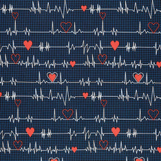 Calling All Nurses - Heart Beat Black Yardage Primary Image