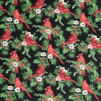 Cardinal Christmas - Cardinals Black Multi Yardage