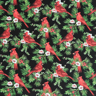 Cardinal Christmas - Cardinals Black Multi Yardage