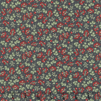 Yuletide Forest - Berry Sprigs Charcoal Yardage