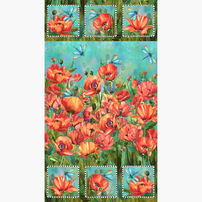 Charisma - Poppies Turquoise Multi Panel