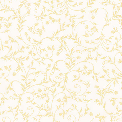 Holiday Flourish - Snow Flower Gold Colorstory Swirls Cream Metallic Yardage