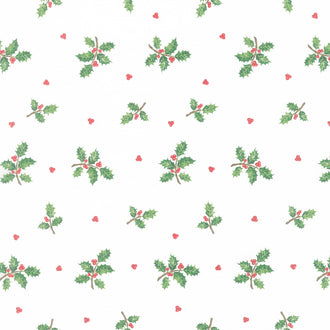 Cardinal Christmas - Holly Toss White Multi Yardage