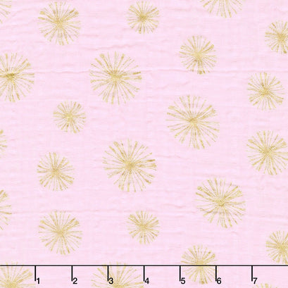 Embrace - Double Gauze Make A Wish Blush Gold Metallic Yardage