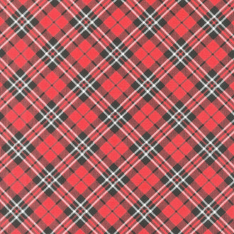 Cardinal Christmas - Diagonal Plaid Red Yardage