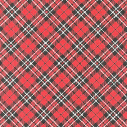 Cardinal Christmas - Diagonal Plaid Red Yardage