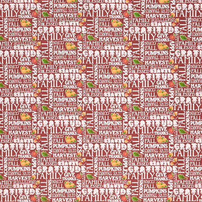 Monthly Placemat Coordinate - November Autumn Text Barn Red Yardage