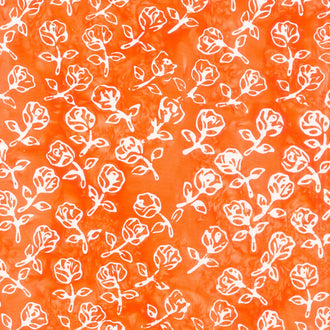 Dutchy Blues Batiks - Rosebuds Orange Yardage