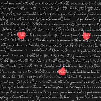 All My Heart - Love Letters Black Yardage