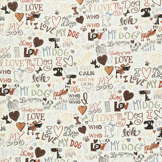 Dogs - I Love My Dog Cream Yardage