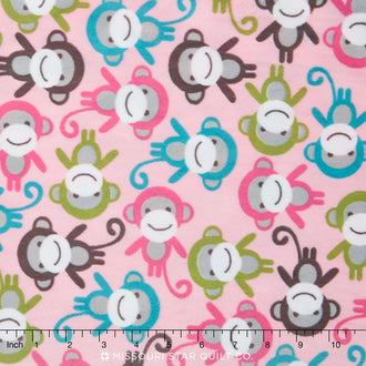 Cuddle® Prints - Urban Zoologie Monkey Fuchsia 60" Minky Yardage