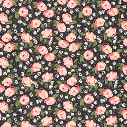 Country Rose - Country Bouquet Charcoal Yardage