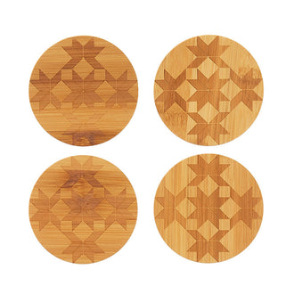 Stars & Cubes Round Coaster 4pc Set