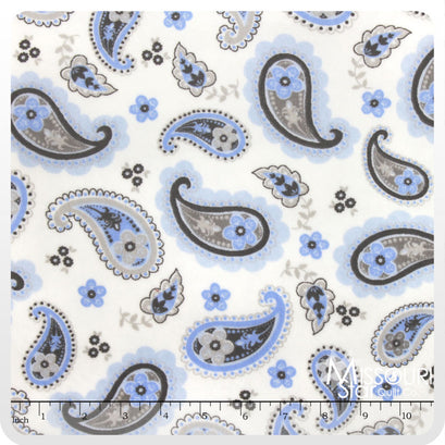 Cuddle® Classic Pretty Paisley - Baby Blue/Silver 60" Minky Yardage