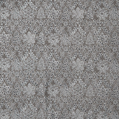 Holiday Flourish - Snow Flower Taupe Colorstory Damask Suede Metallic Yardage