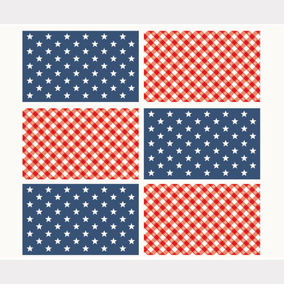 Monthly Placemat Panels - July Patriotic Stars Red Blue Placemat Panel