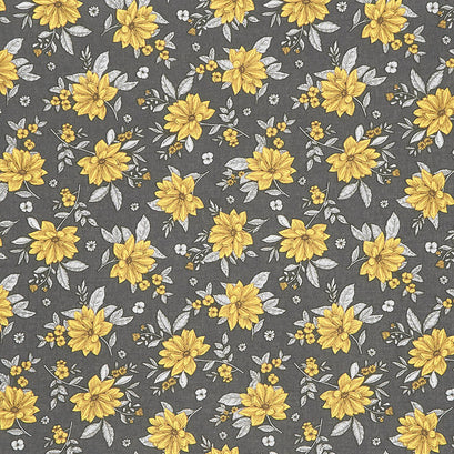 Belle - Floral Fantasy Charcoal Yardage