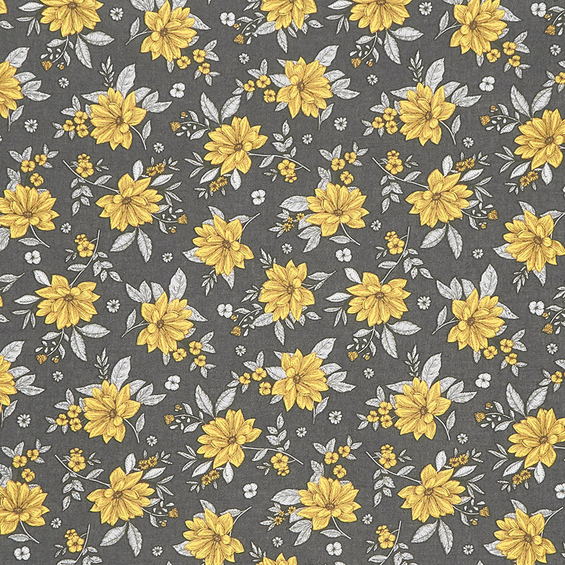 Belle - Floral Fantasy Charcoal Yardage Primary Image