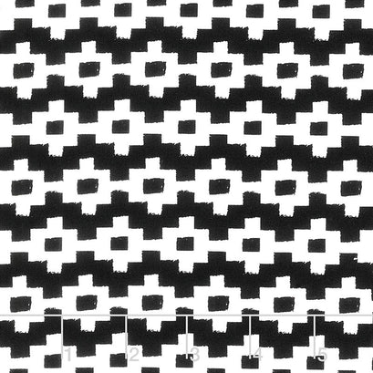 Capsule Pacha - Etched Pathways Black White Yardage