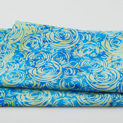 Canary Blue Baliscapes Batiks - Circular Rose Canary 2 Yard Cut