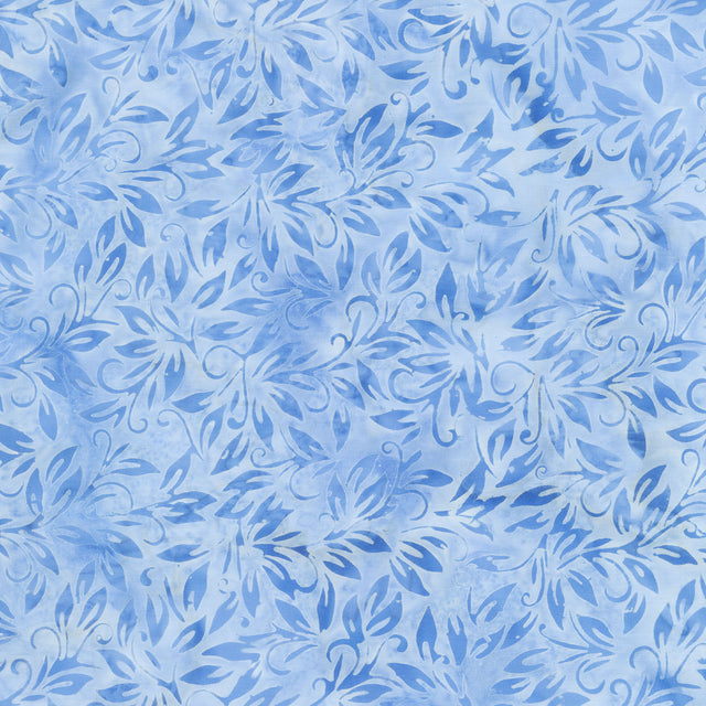 Porcelain Blue Batiks - Small Leaf Blue Chambray Yardage Primary Image