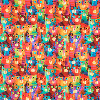 Catsville - Clutter Cats Rainbow Yardage