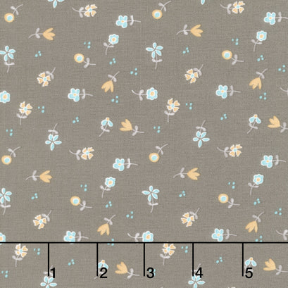 Spring's in Town - Flower Toss Pewter Yardage