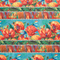 Charisma - Poppies Border Stripe Turquoise Multi Yardage Primary Image